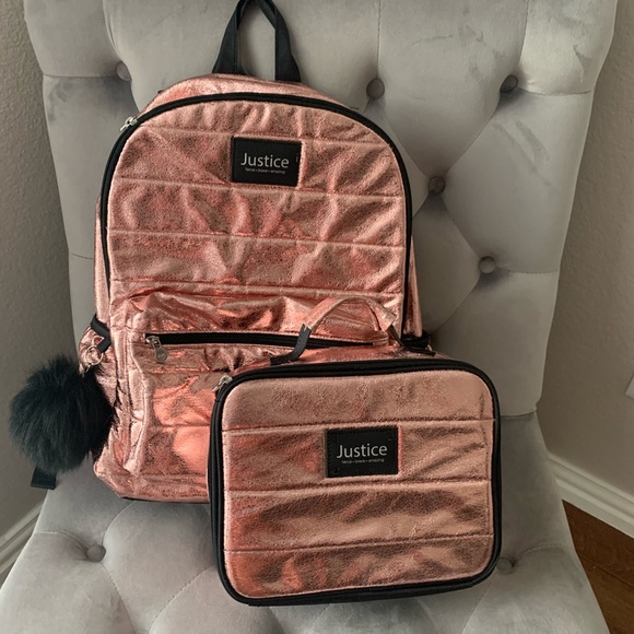 rose gold quilted backpack